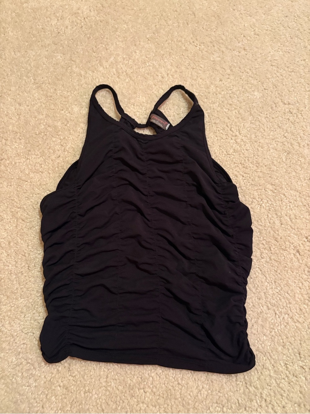 Free People Black Ruched Racerback Tank